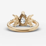 Fleur pear diamond setting in gold, top view