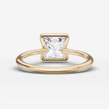Demi princess diamond setting in gold, top view
