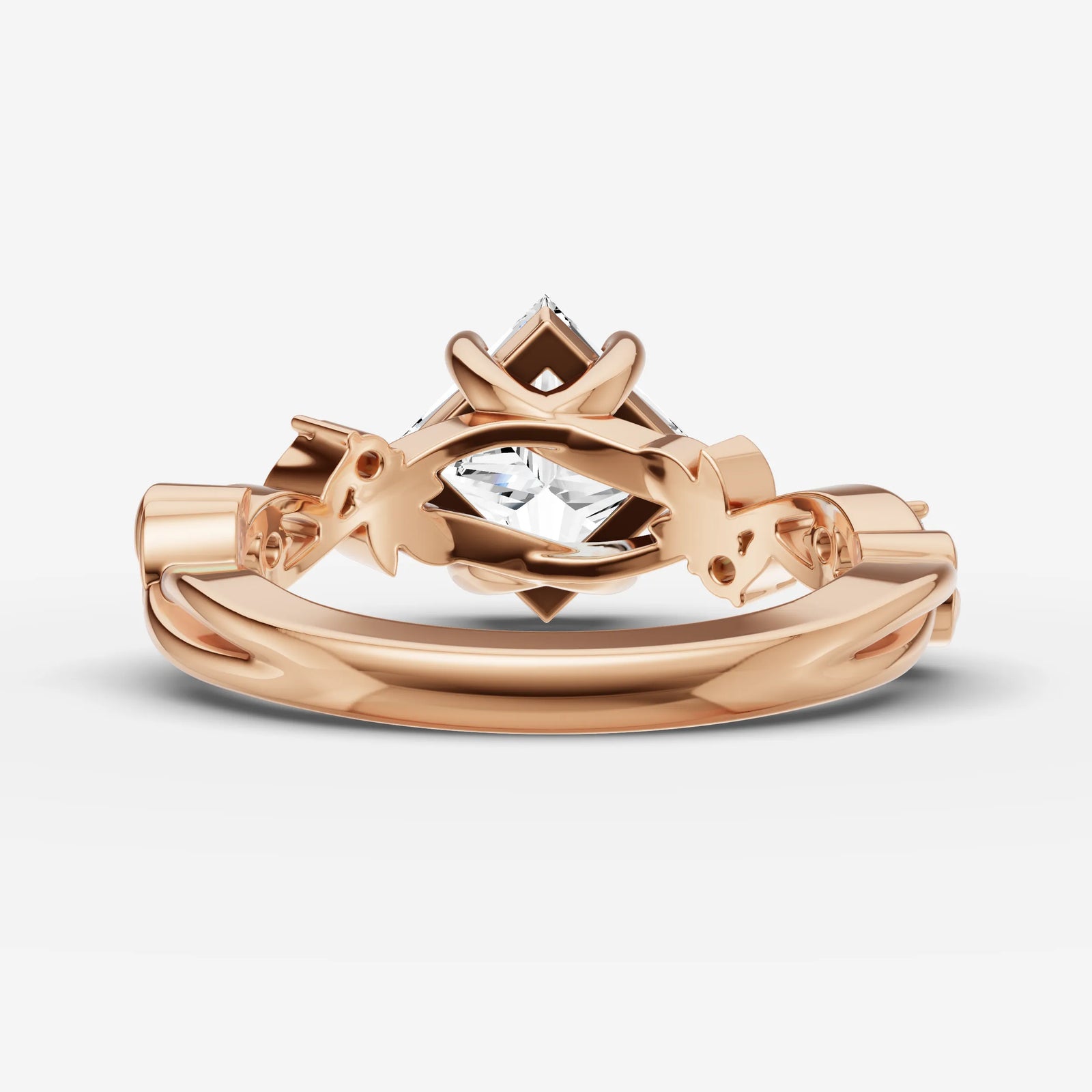 Fleur princess diamond setting in gold, view 12