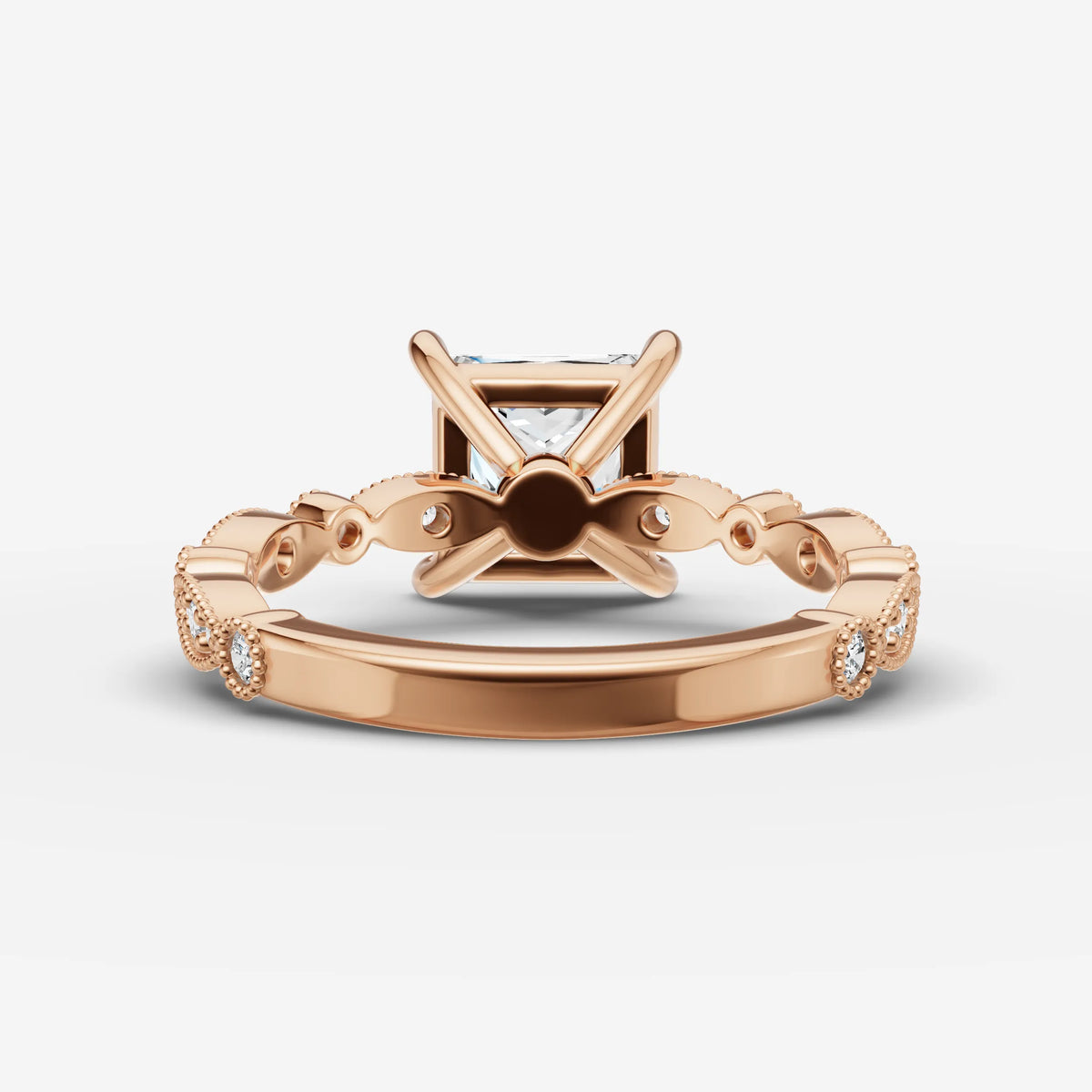 Heritage princess diamond setting in gold, view 12