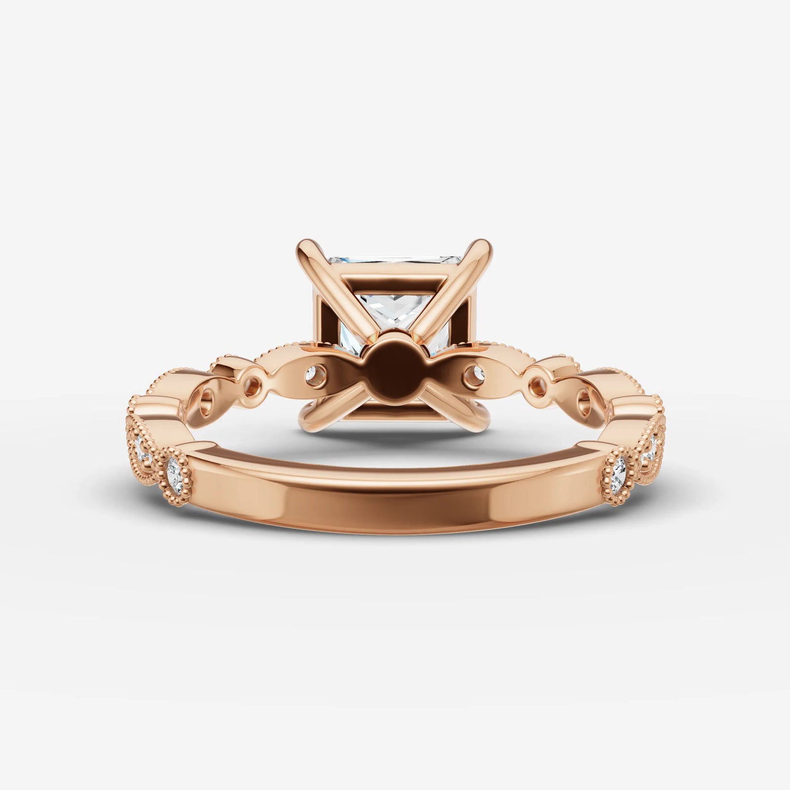 Heritage princess diamond setting in gold, view 12