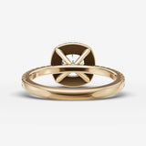 Aurore Etoile cushion diamond setting in gold, top view