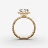 Aurore Etoile cushion diamond setting in gold, profile angle