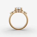 Fleur pear diamond setting in gold, profile angle