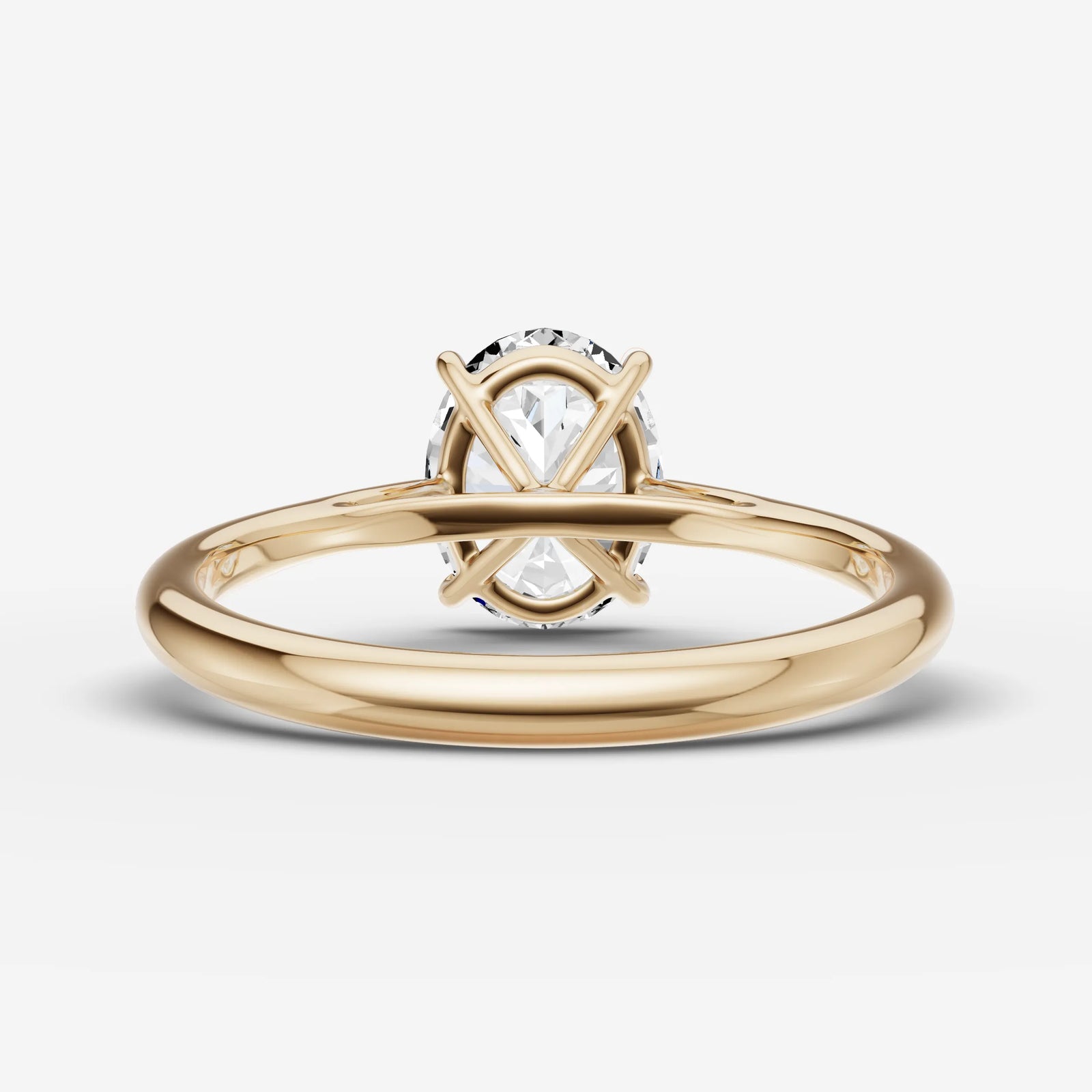 Cathedrale oval diamond setting in gold, top view