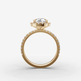 Aurore Etoile pear diamond setting in gold, profile angle