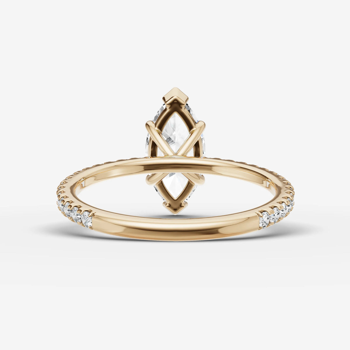 Etoile marquise diamond setting in gold, top view