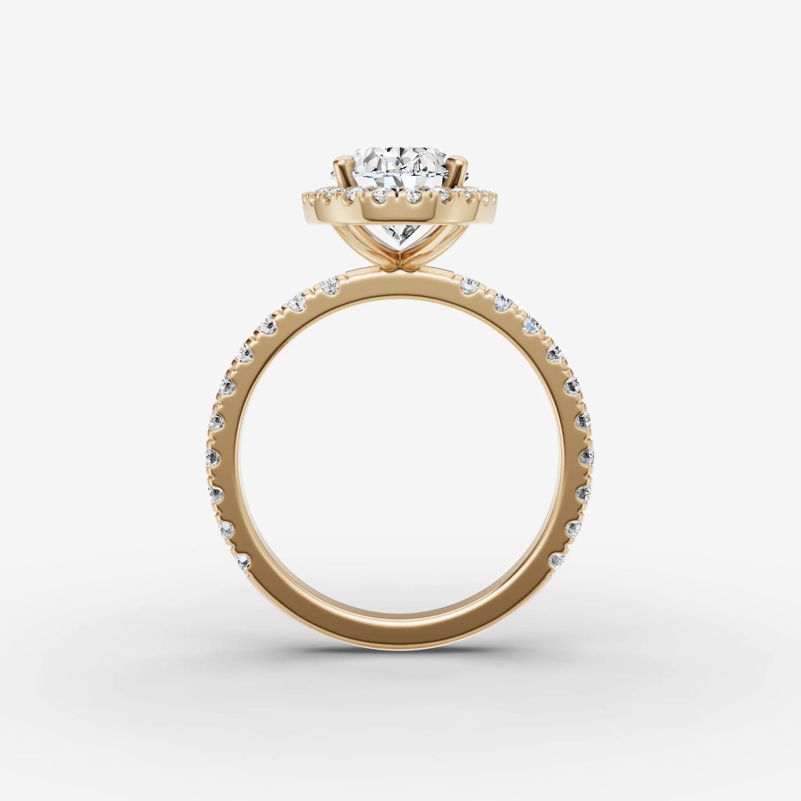 Aurore Etoile oval diamond setting in gold, profile angle