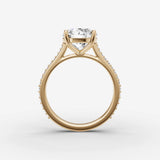 Cathedrale round diamond setting in gold, profile angle