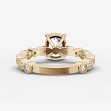 Heritage elongated cushion diamond setting in gold, top view