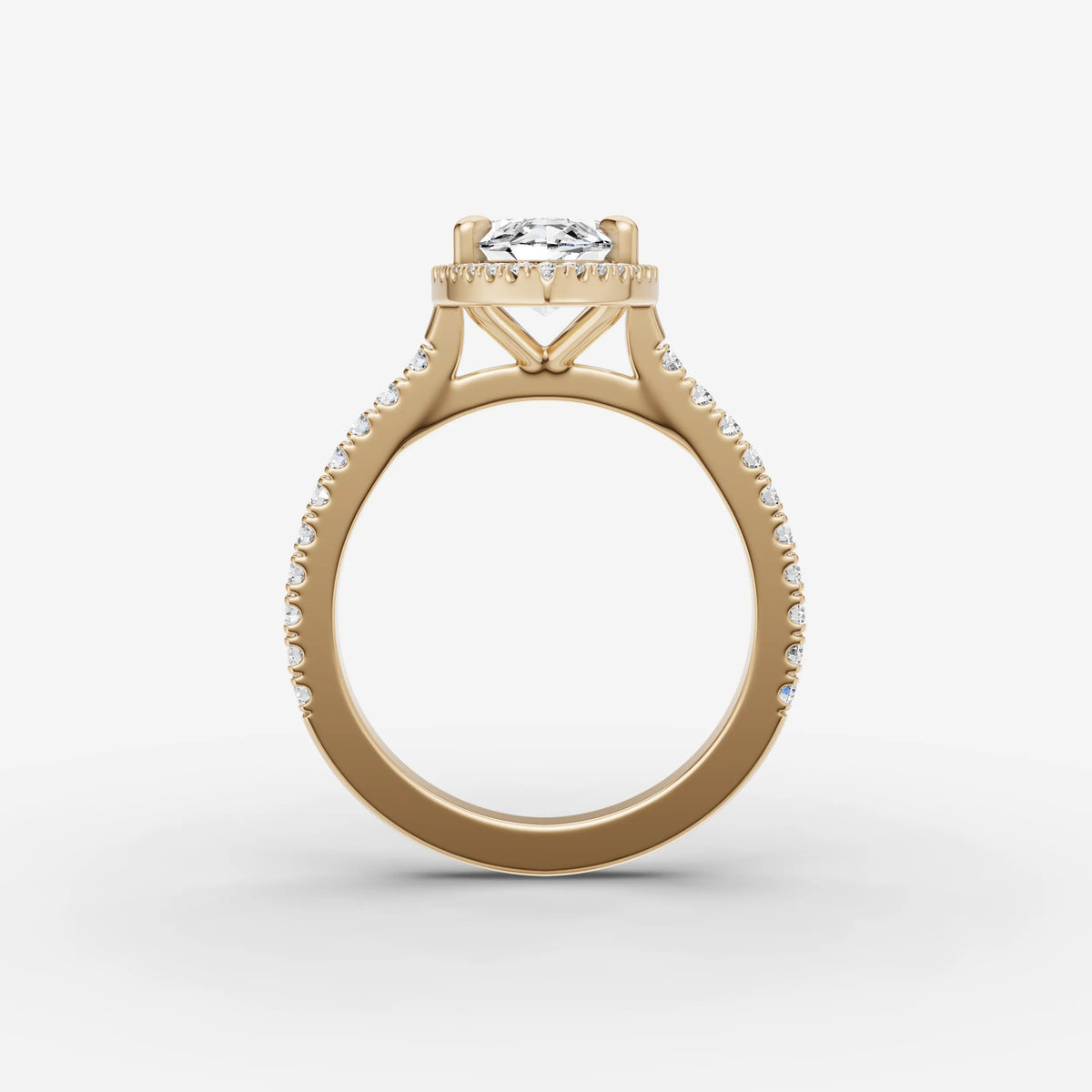 Aurore Etoile marquise diamond setting in gold, profile angle