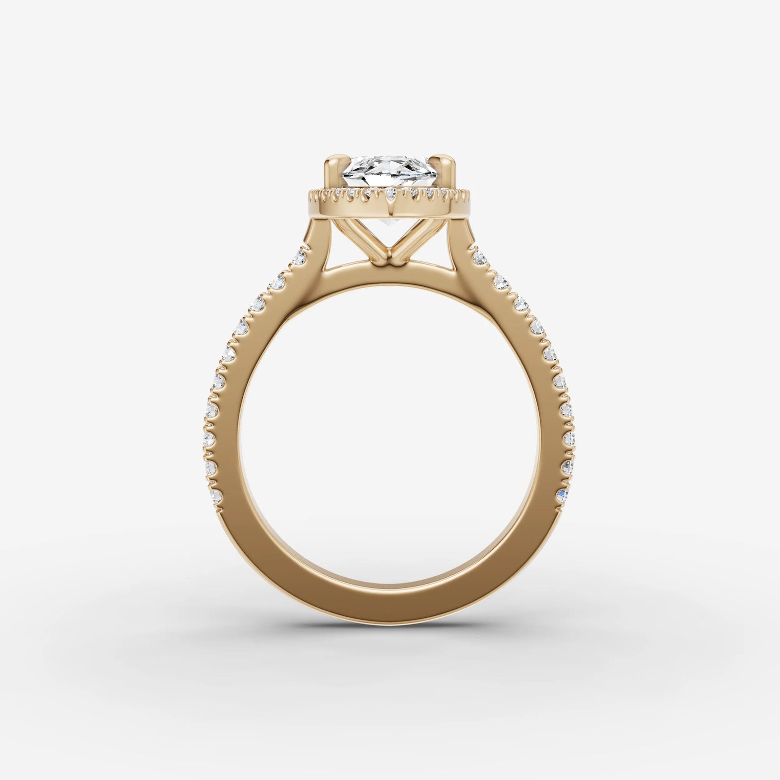 Aurore Etoile marquise diamond setting in gold, profile angle
