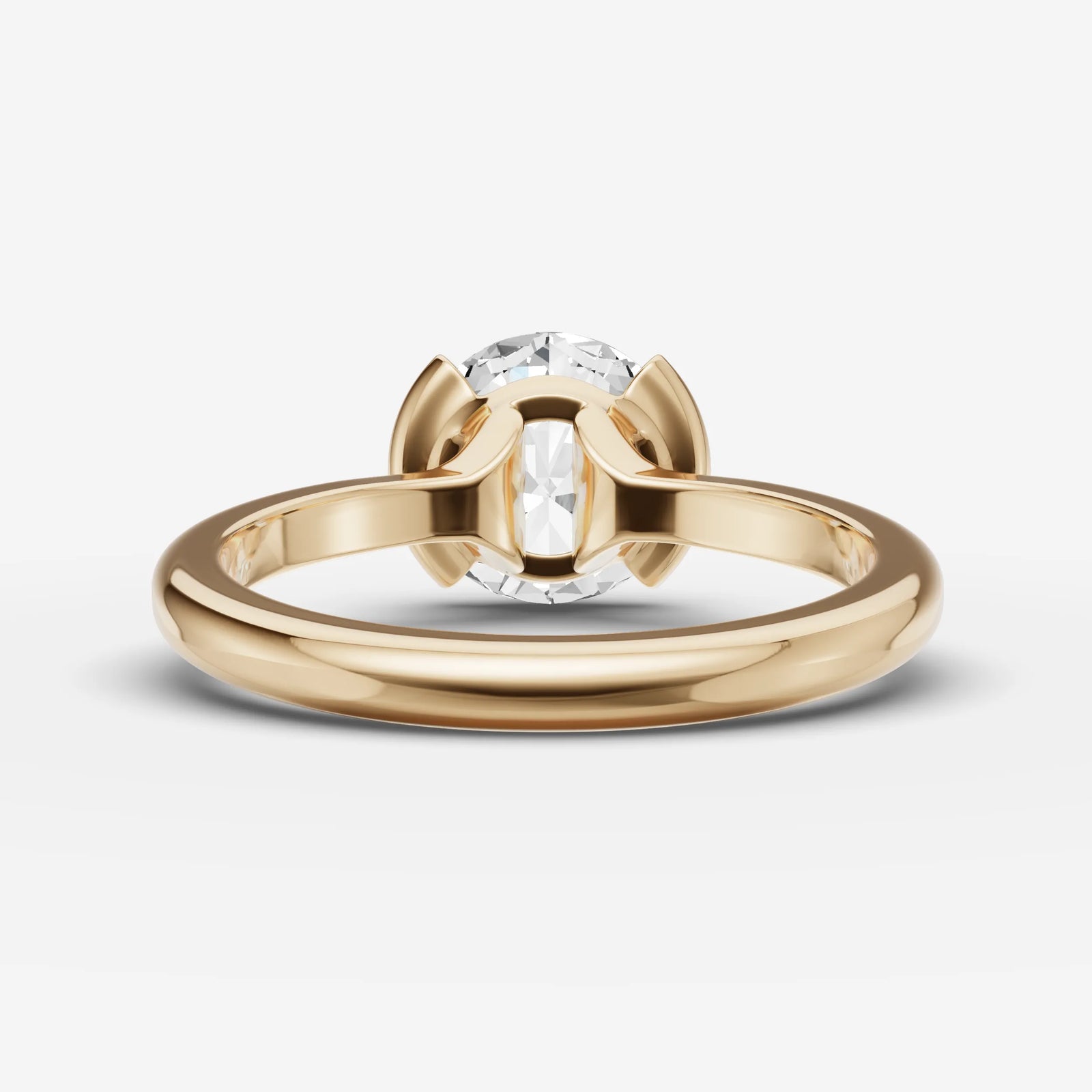 Demi round diamond setting in gold, top view