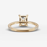 Etoile emerald diamond setting in gold, top view
