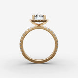 Aurore Etoile radiant diamond setting in gold, profile angle