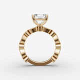 Heritage asscher diamond setting in gold, profile angle