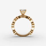 Heritage marquise diamond setting in gold, profile angle
