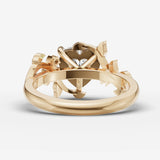 Fleur heart diamond setting in gold, top view