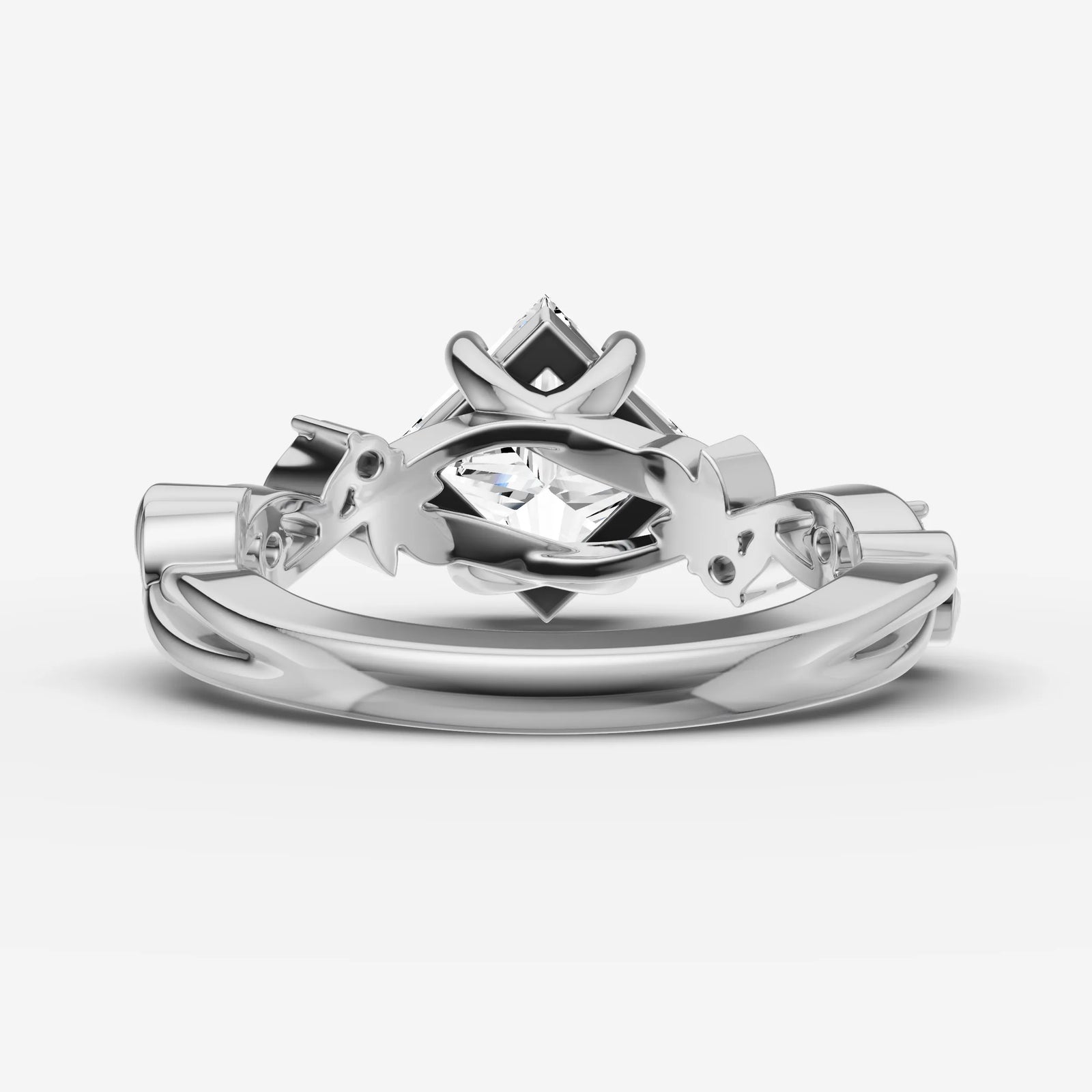 Fleur princess diamond setting in gold, view 18
