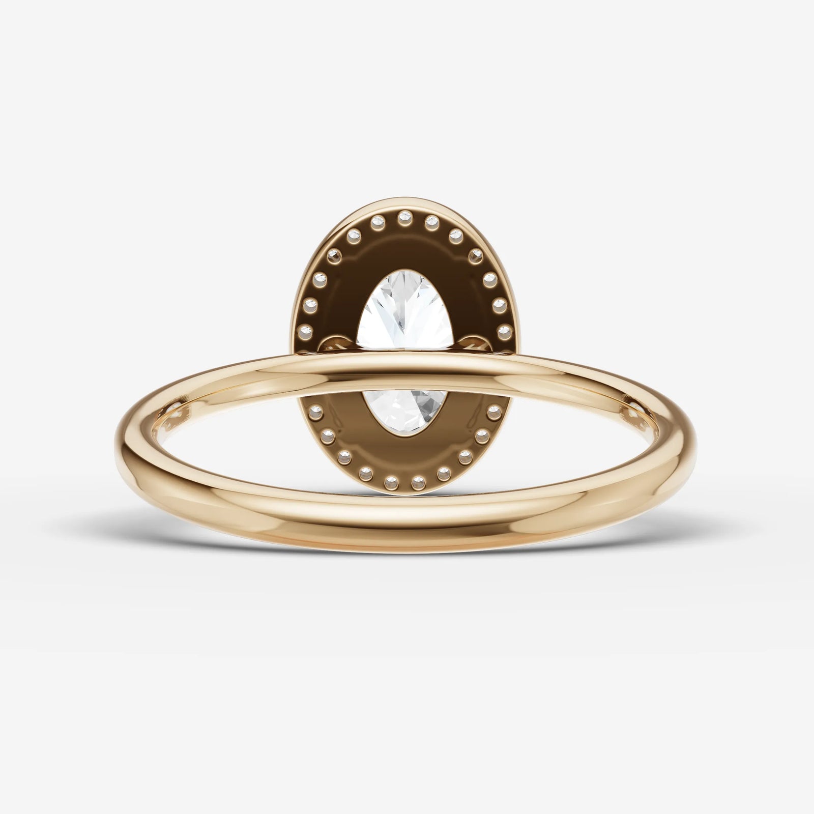 Aurore oval diamond setting in gold, top view