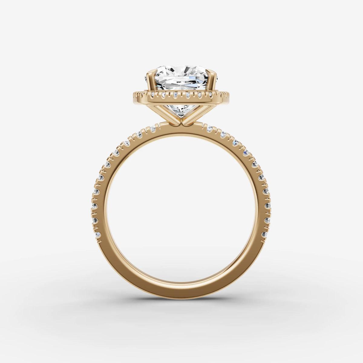 Aurore Etoile cushion diamond setting in gold, profile angle