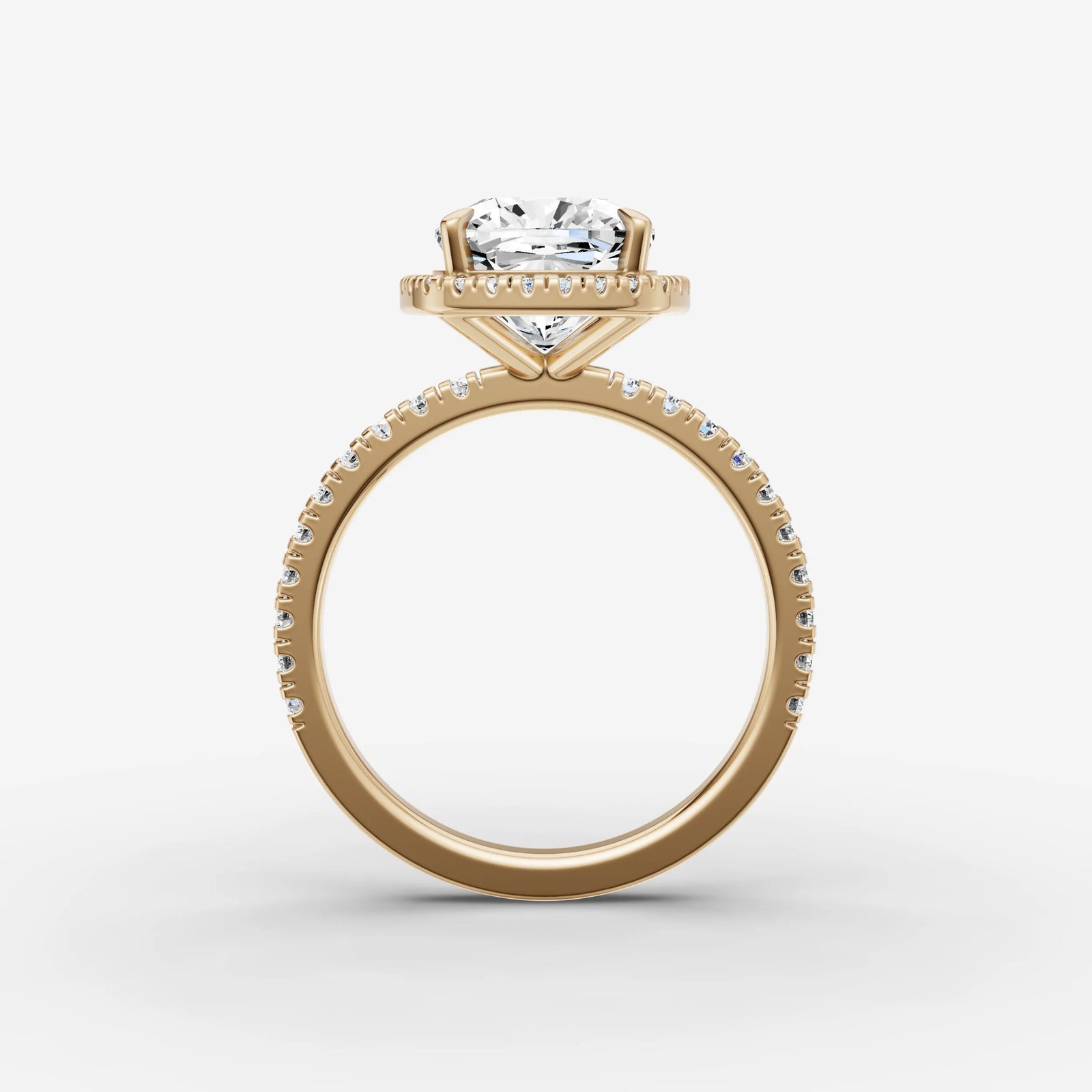 Aurore Etoile cushion diamond setting in gold, profile angle