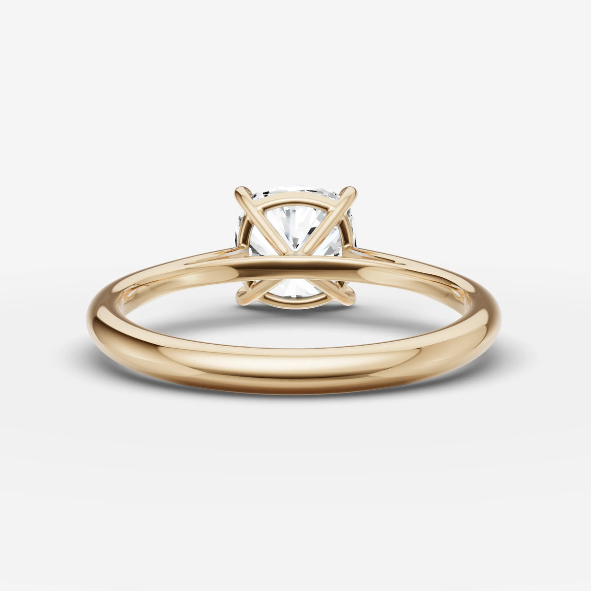 Cathedrale cushion diamond setting in gold, top view