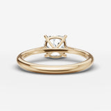 Cathedrale cushion diamond setting in gold, top view