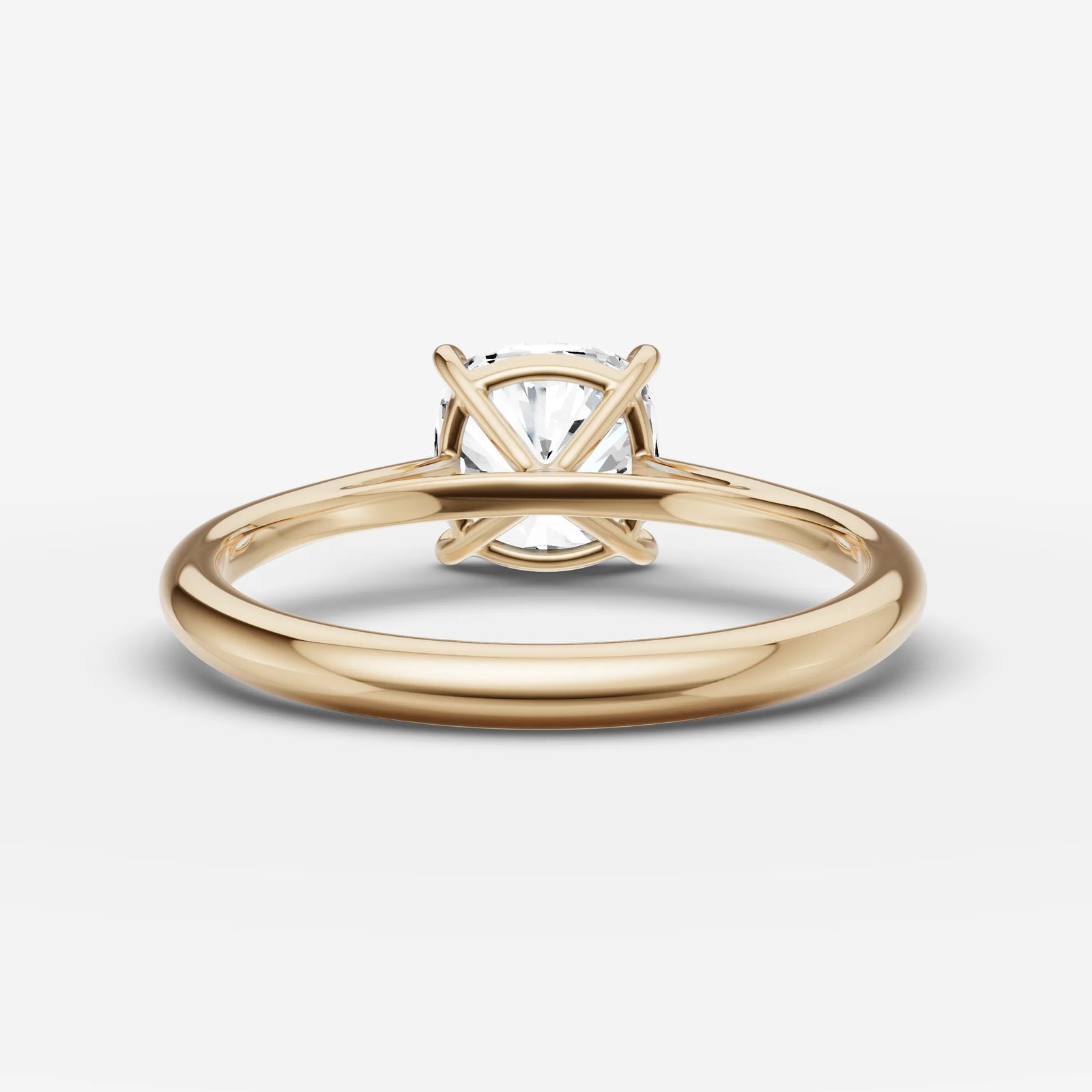 Cathedrale cushion diamond setting in gold, top view