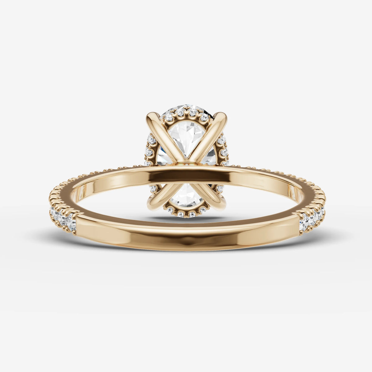 Mystere Etoile oval diamond setting in gold, top view