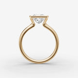 Demi princess diamond setting in gold, profile angle