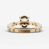 Heritage oval diamond setting in gold, top view