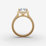Aurore emerald diamond setting in gold, profile angle
