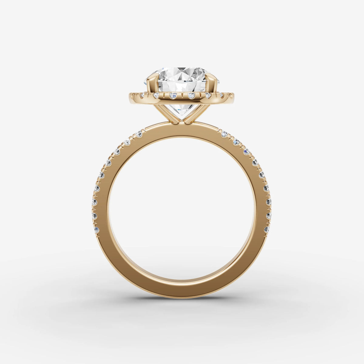 Aurore Etoile round diamond setting in gold, profile angle