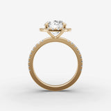 Aurore Etoile round diamond setting in gold, profile angle