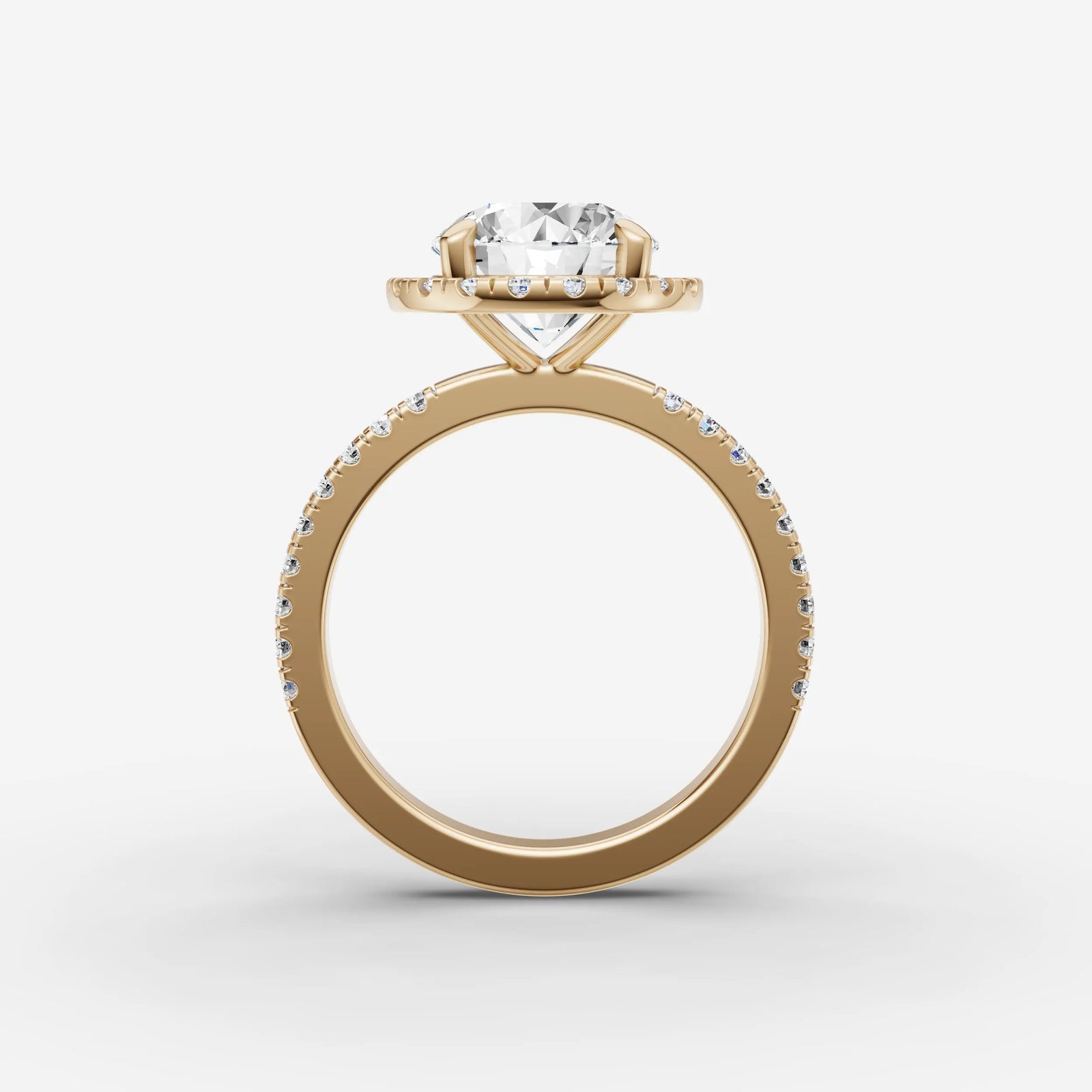 Aurore Etoile round diamond setting in gold, profile angle