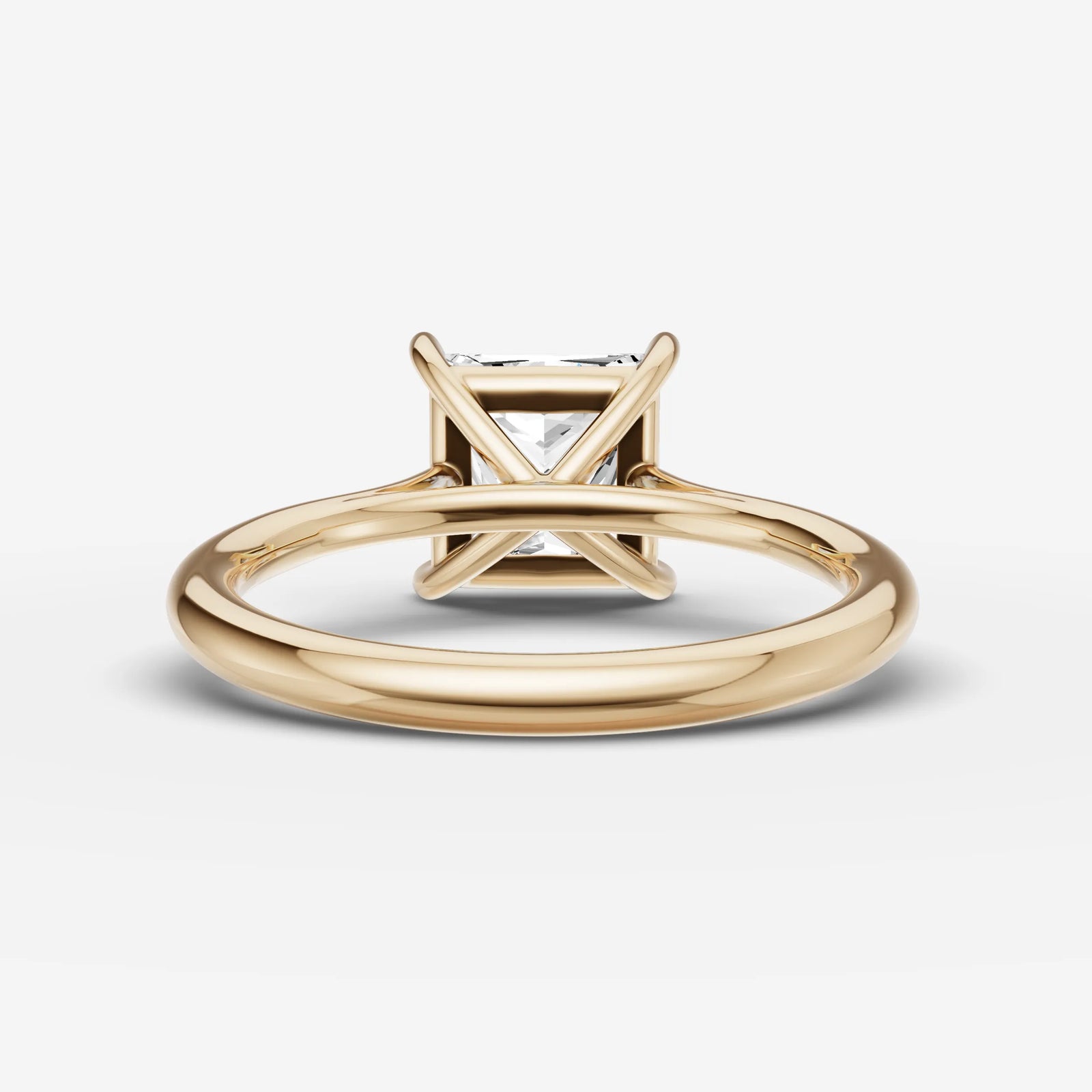 Cathedrale princess diamond setting in gold, top view