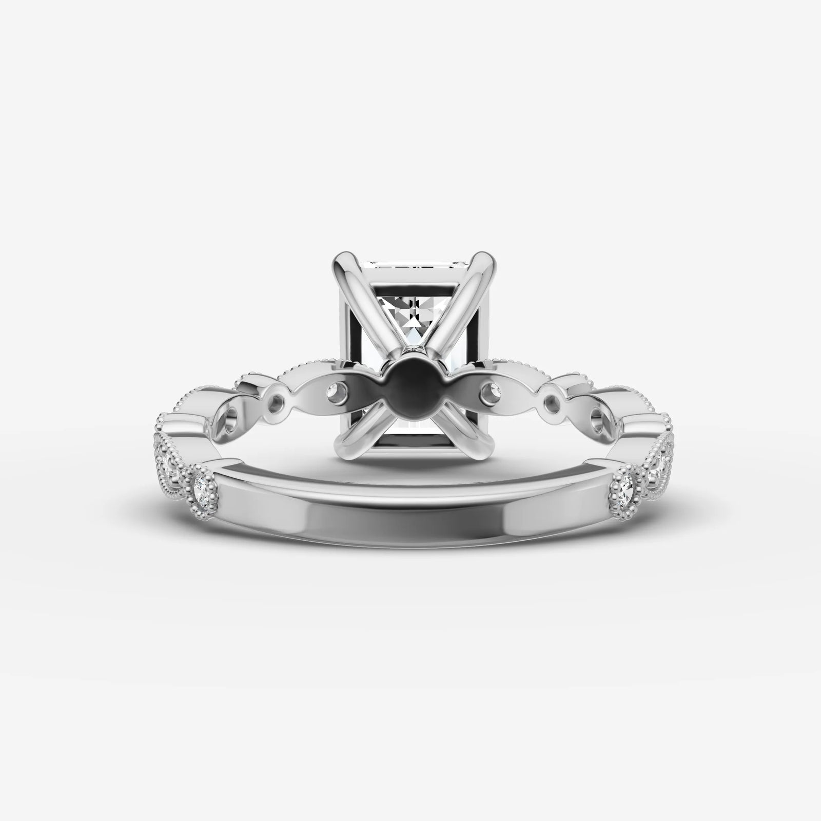 Heritage emerald diamond setting in gold, view 18