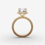Aurore Etoile emerald diamond setting in gold, profile angle