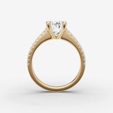 Cathedrale oval diamond setting in gold, profile angle