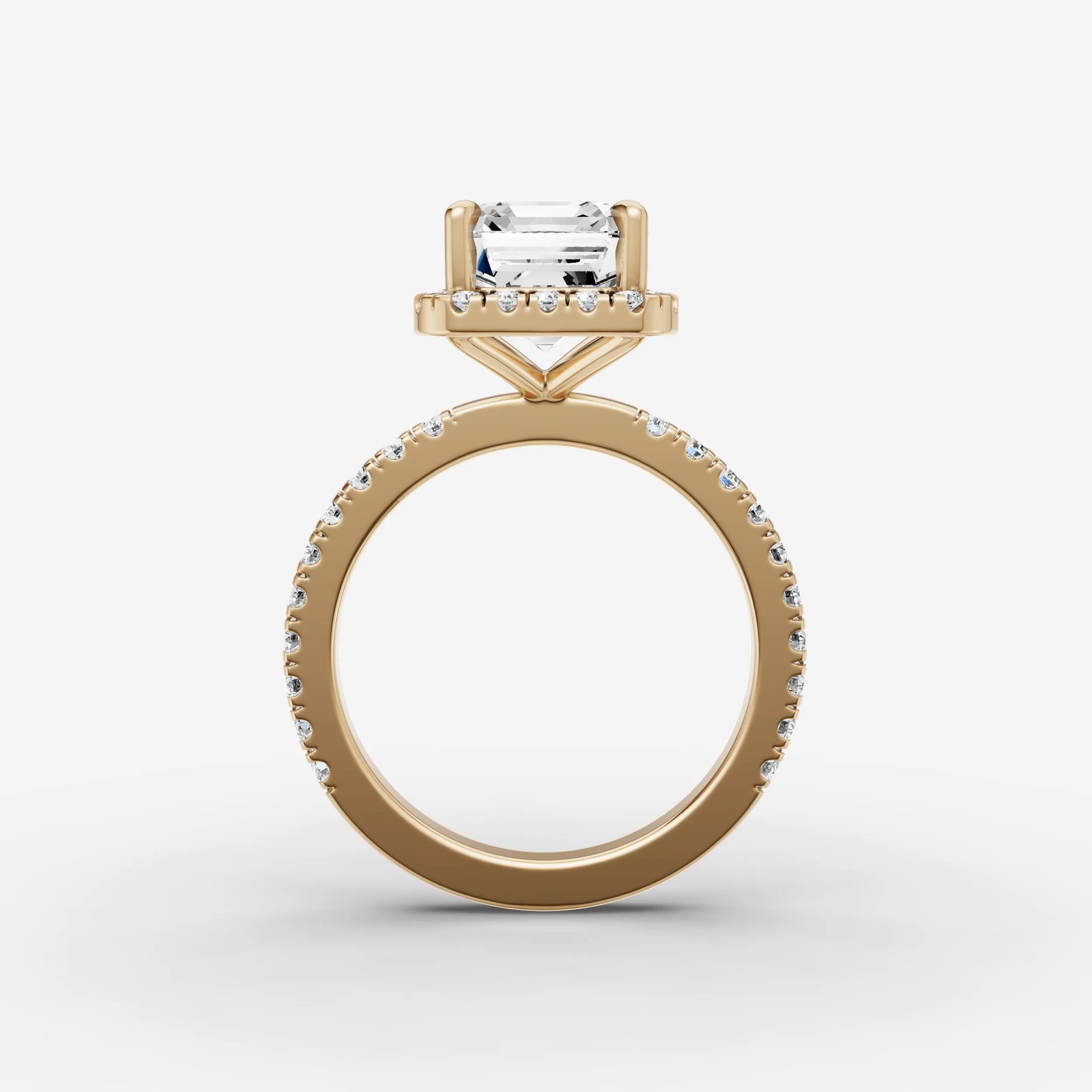 Aurore Etoile emerald diamond setting in gold, profile angle