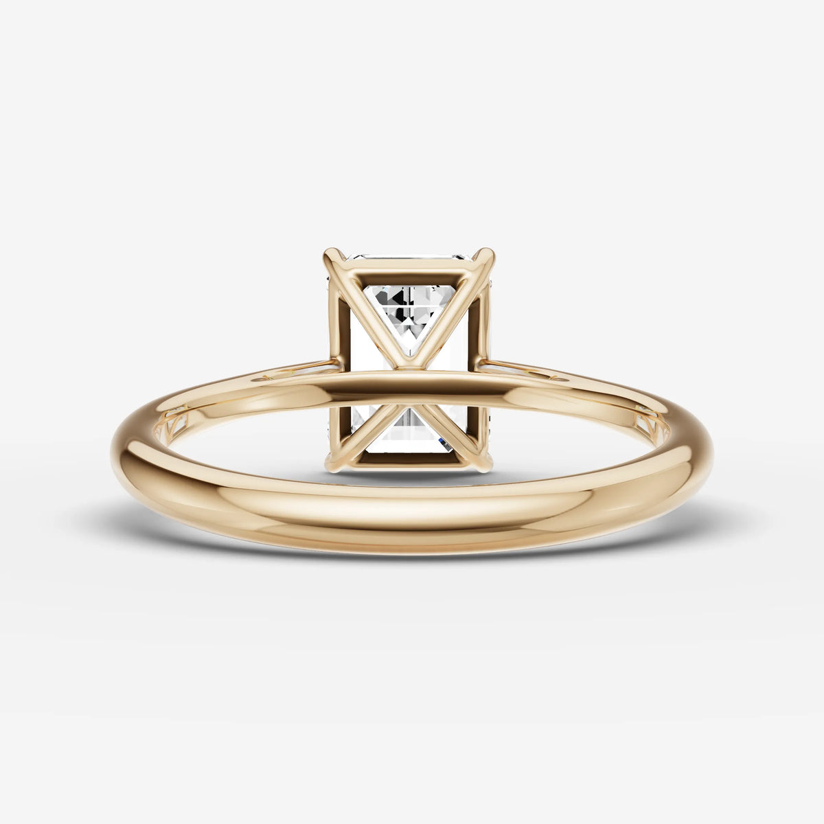 Cathedrale emerald diamond setting in gold, top view