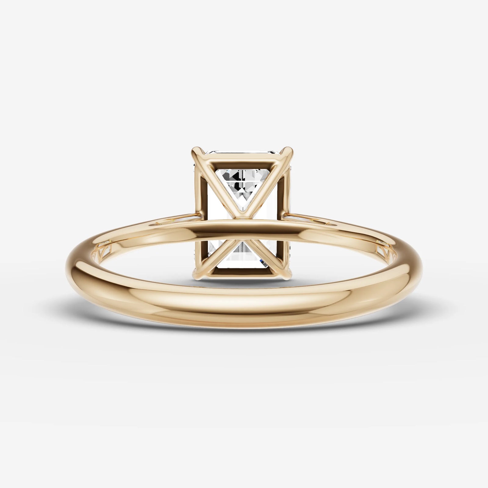 Cathedrale emerald diamond setting in gold, top view