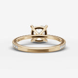 Etoile cushion diamond setting in gold, top view
