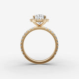 Aurore Etoile oval diamond setting in gold, profile angle