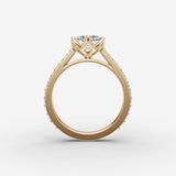 Cathedrale marquise diamond setting in gold, profile angle
