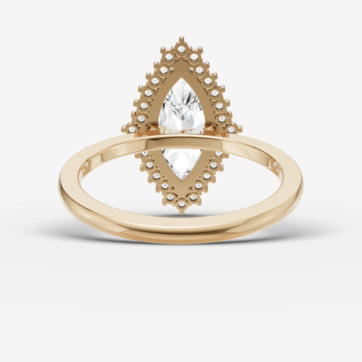 Aurore marquise diamond setting in gold, top view
