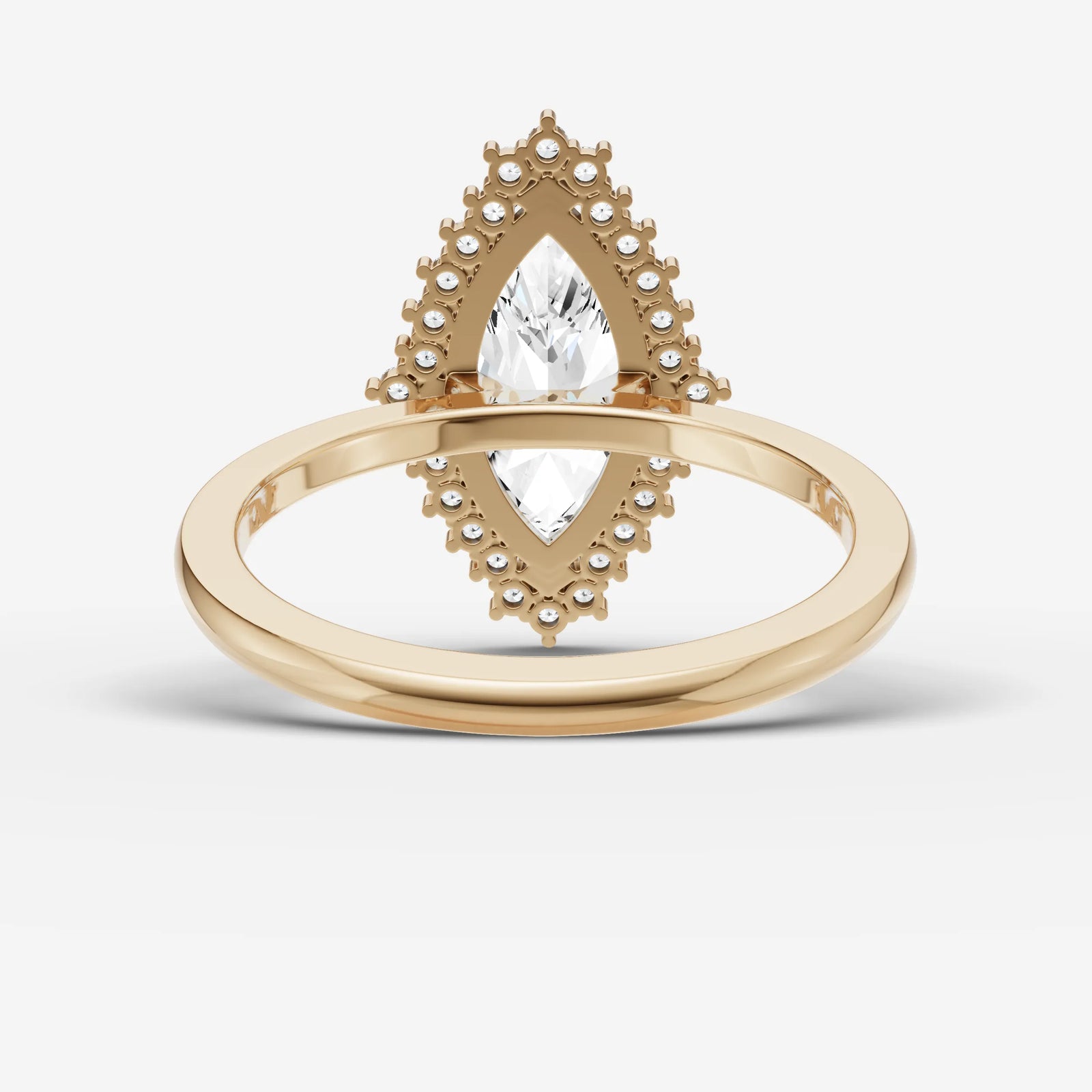 Aurore marquise diamond setting in gold, top view