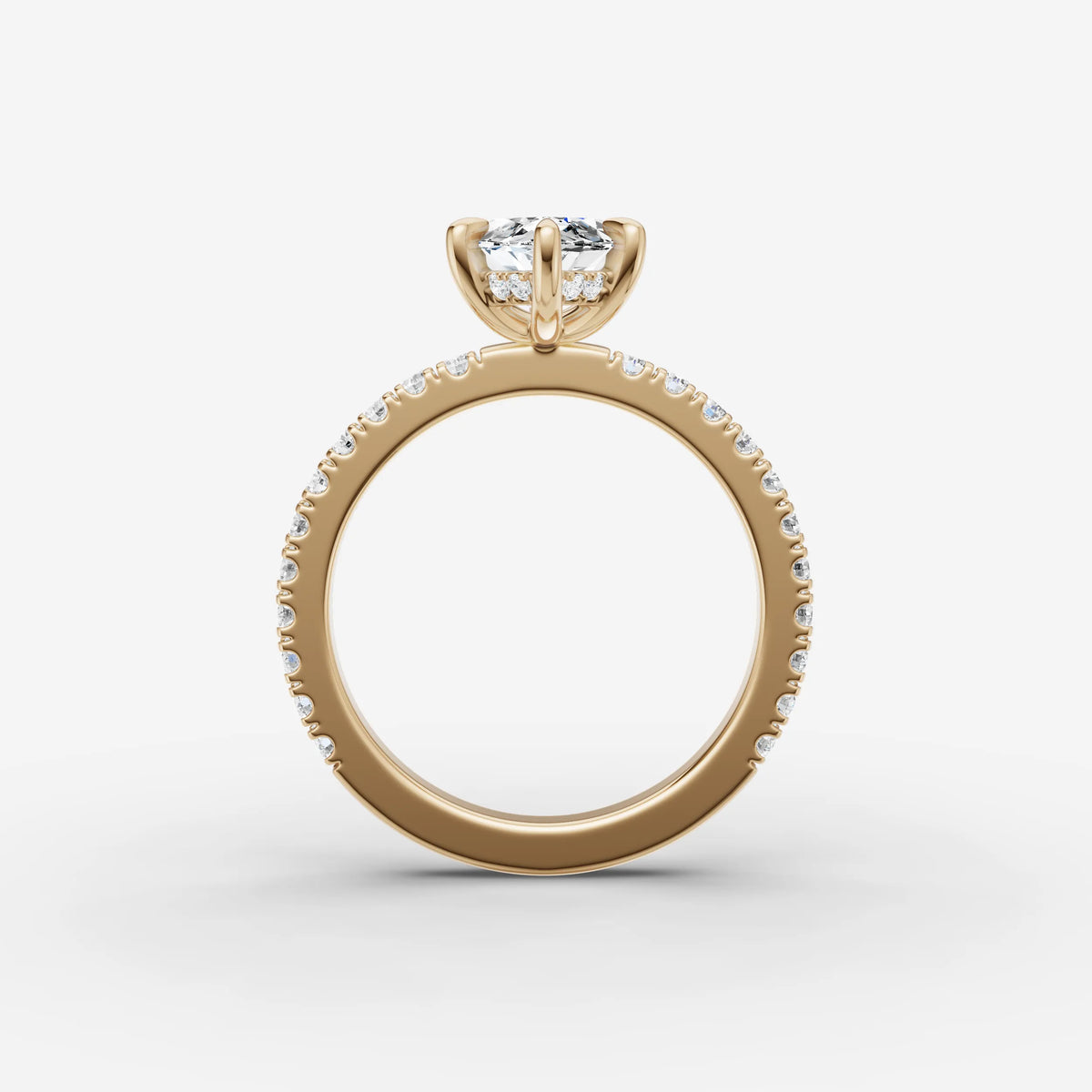 Mystere Etoile marquise diamond setting in gold, profile angle