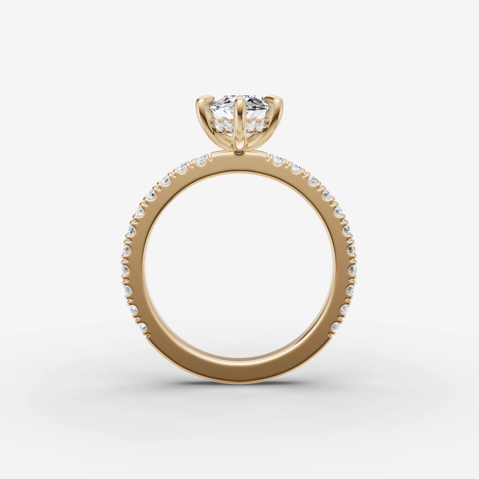 Mystere Etoile marquise diamond setting in gold, profile angle